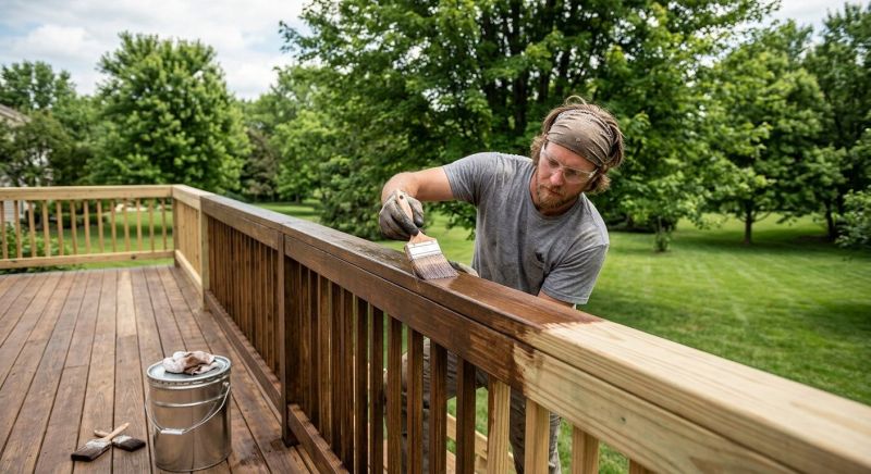 Wood Handrail Staining in Waco, TX